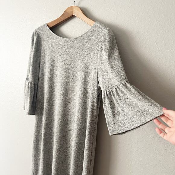 WHBM Gray Super Soft Knit Satin Tie Back Mini Dress women’s size XL - Picture 4 of 11